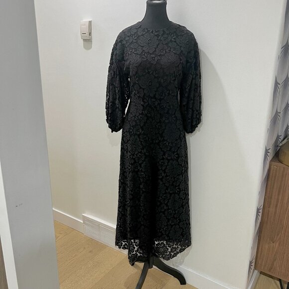 Zara Midi Guipure Lace 3/4 Voluminous Sleeve Jumpsuit - Picture 7 of 11